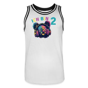 Koala Koalabär 2 Geburtstag mit Kopfhörer Musik - Männer Basketball-Trikot - Weiß/Schwarz - Vorne - AI Model Male 185 dark (185cm)