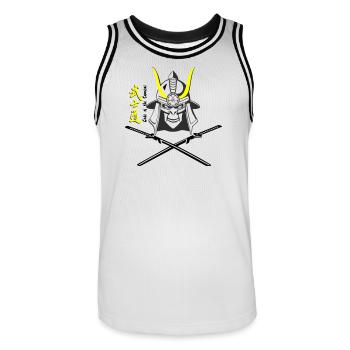 Samuraihelm Kabuto 5 - Männer Basketball-Trikot - Weiß/Schwarz - Vorne - AI Model Male 185 dark (185cm)