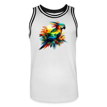 Papagei - Männer Basketball-Trikot - Weiß/Schwarz - Vorne - AI Model Male 185 dark (185cm)