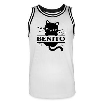 Benito T-Shirt T-Shirt Katze Katze Geschenkidee - Männer Basketball-Trikot - Weiß/Schwarz - Vorne - AI Model Male 185 dark (185cm)