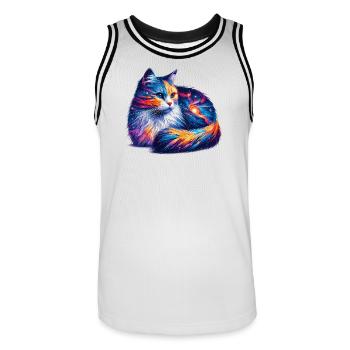Chat - Maillot de basket Homme - blanc/noir - Devant - AI Model Male 185 dark (185cm)