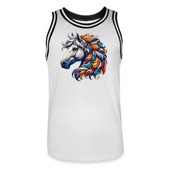 Pferd - Männer Basketball-Trikot - Weiß/Schwarz - Vorne - AI Model Male 185 dark (185cm)