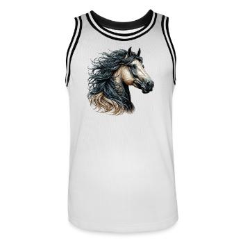 Horse - Men's Basketball Jersey - white/black - Front - AI Model Male 185 dark (185cm)