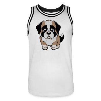 Chien Saint-Bernard - Maillot de basket Homme - blanc/noir - Devant - AI Model Male 185 dark (185cm)