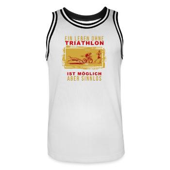 Ein Leben ohne Triathlon ist möglich aber Sinnlos - Männer Basketball-Trikot - Weiß/Schwarz - Vorne - AI Model Male 185 dark (185cm)