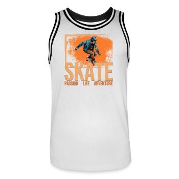 Skate - Passion - Life - Adventure - Männer Basketball-Trikot - Weiß/Schwarz - Vorne - AI Model Male 185 dark (185cm)