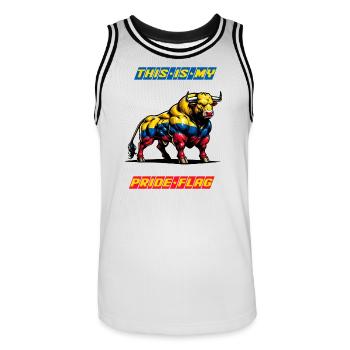 C'est mon fier drapeau, la Colombie - Maillot de basket Homme - blanc/noir - Devant - AI Model Male 185 dark (185cm)