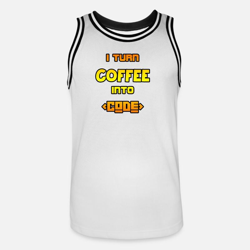 Je transforme le café en code - Maillot de basket Homme - blanc/noir
