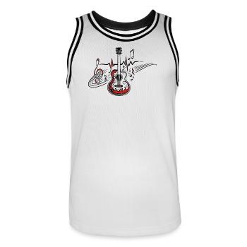 Battement de cœur Guitare Notes de musique Pulse - Maillot de basket Homme - blanc/noir - Devant - AI Model Male 185 dark (185cm)