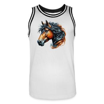 Pferd - Männer Basketball-Trikot - Weiß/Schwarz - Vorne - AI Model Male 185 dark (185cm)