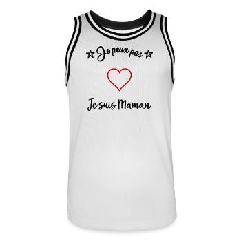 MAMAN. BONNE FÊTE MAMAN. JE PEUX PAS - Maillot de basket Homme - blanc/noir - Devant - AI Model Male 185 dark (185cm)