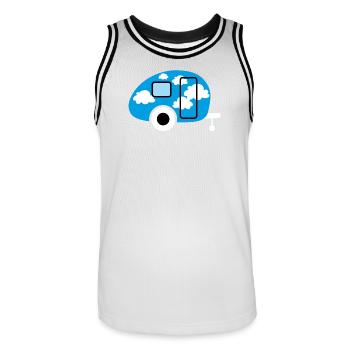 Caravan Caravan Clouds Camper Camping Retro Fan - Men's Basketball Jersey - white/black - Front - AI Model Male 185 dark (185cm)