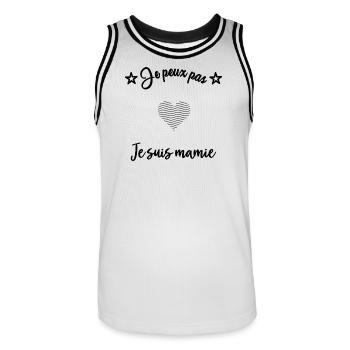 MAMIE. FÊTE DES MÈRES. BONNE FÊTE MAMIE - Maillot de basket Homme - blanc/noir - Devant - AI Model Male 185 dark (185cm)