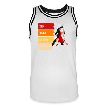 Essen, Tanzen, Schlafen, Wiederholen - Männer Basketball-Trikot - Weiß/Schwarz - Vorne - AI Model Male 185 dark (185cm)