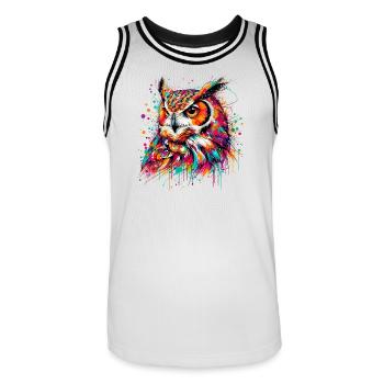 Hibou - Maillot de basket Homme - blanc/noir - Devant - AI Model Male 185 dark (185cm)