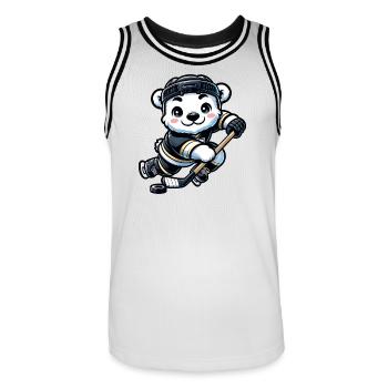 Polar Bear Hockey Club Joueur de hockey Polar Bear - Maillot de basket Homme - blanc/noir - Devant - AI Model Male 185 dark (185cm)