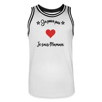 ICH KANN NICHT. MAMA - Männer Basketball-Trikot - Weiß/Schwarz - Vorne - AI Model Male 185 dark (185cm)