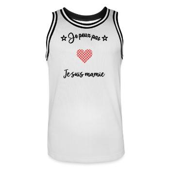 GRANNY. MOTHER'S DAY. HAPPY GRANNY'S DAY. I LOVE YOU - Men's Basketball Jersey - white/black - Front - AI Model Male 185 dark (185cm)