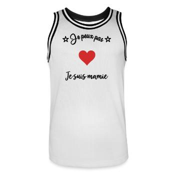 GRANNY. MOTHER'S DAY. HAPPY GRANNY'S DAY. I LOVE YOU - Men's Basketball Jersey - white/black - Front - AI Model Male 185 dark (185cm)