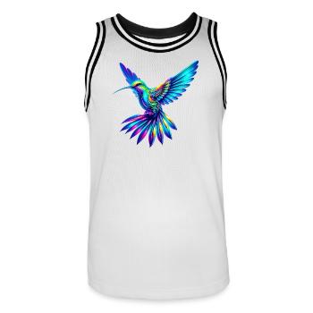 Kolibri - Männer Basketball-Trikot - Weiß/Schwarz - Vorne - AI Model Male 185 dark (185cm)