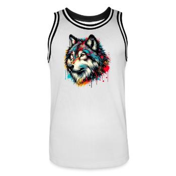 Loup - Maillot de basket Homme - blanc/noir - Devant - AI Model Male 185 dark (185cm)