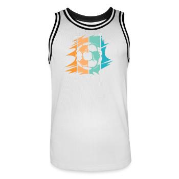 icône de boule d’illustration de club d’équipe de football rétro - Maillot de basket Homme - blanc/noir - Devant - AI Model Male 185 dark (185cm)