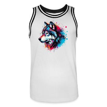 Loup - Maillot de basket Homme - blanc/noir - Devant - AI Model Male 185 dark (185cm)