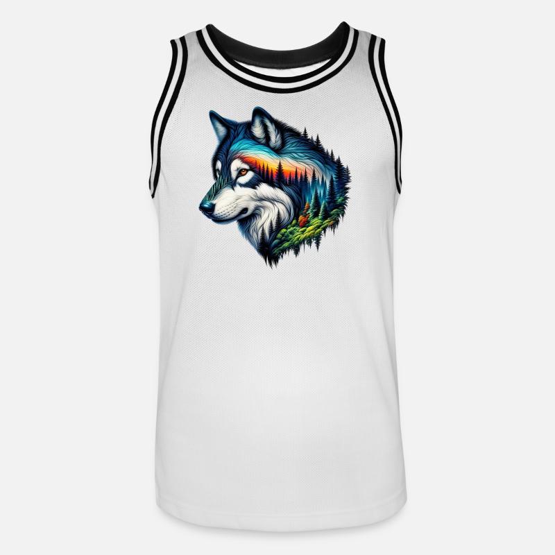 Wolf - Männer Basketball-Trikot - Weiß/Schwarz