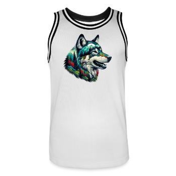 Loup - Maillot de basket Homme - blanc/noir - Devant - AI Model Male 185 dark (185cm)