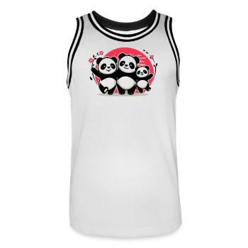 Pandas Family - 1 Elternteil 2 Kinder - Männer Basketball-Trikot - Weiß/Schwarz - Vorne - AI Model Male 185 dark (185cm)
