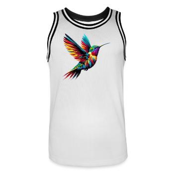 Kolibri - Männer Basketball-Trikot - Weiß/Schwarz - Vorne - AI Model Male 185 dark (185cm)