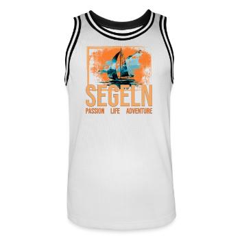 Passion - Life - Adventure - Segeln - Männer Basketball-Trikot - Weiß/Schwarz - Vorne - AI Model Male 185 dark (185cm)