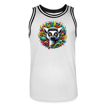 Lémurien - Maillot de basket Homme - blanc/noir - Devant - AI Model Male 185 dark (185cm)