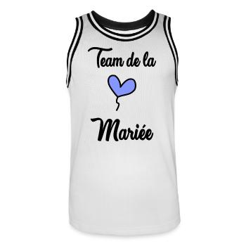 COUPLE. JUST MARRIED. EVJF. SAINT VALENTIN. LOVE. - Maillot de basket Homme - blanc/noir - Devant - AI Model Male 185 dark (185cm)