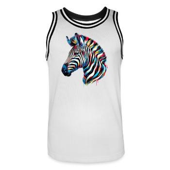 Zebra - Männer Basketball-Trikot - Weiß/Schwarz - Vorne - AI Model Male 185 dark (185cm)