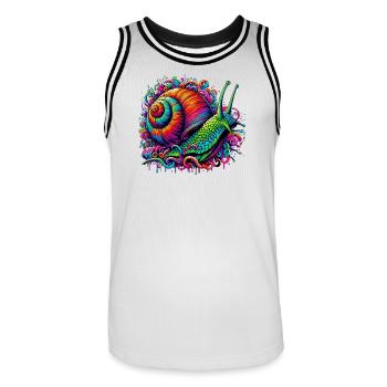 Schnecke - Männer Basketball-Trikot - Weiß/Schwarz - Vorne - AI Model Male 185 dark (185cm)