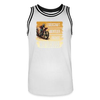 Leidenschaft - Abenteuer - Freiheit - Motocross - Männer Basketball-Trikot - Weiß/Schwarz - Vorne - AI Model Male 185 dark (185cm)