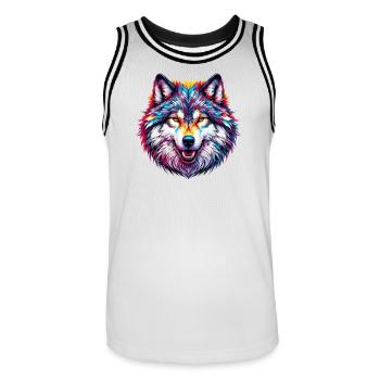 Wolf - Männer Basketball-Trikot - Weiß/Schwarz - Vorne - AI Model Male 185 dark (185cm)
