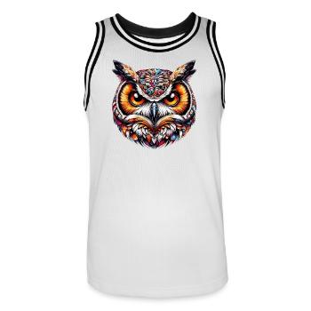 Hibou - Maillot de basket Homme - blanc/noir - Devant - AI Model Male 185 dark (185cm)