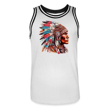 Amérindien Peau rouge d’Amérique - Maillot de basket Homme - blanc/noir - Devant - AI Model Male 185 dark (185cm)