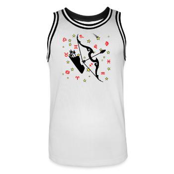 Signe du zodiaque signe étoile logo Sagittaire - Maillot de basket Homme - blanc/noir - Devant - AI Model Male 185 dark (185cm)