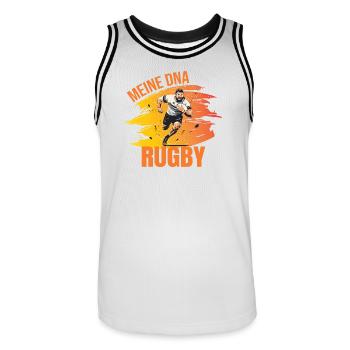 Meine DNA - Rugby - Männer Basketball-Trikot - Weiß/Schwarz - Vorne - AI Model Male 185 dark (185cm)