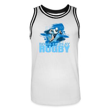 Born to play Rugby - Männer Basketball-Trikot - Weiß/Schwarz - Vorne - AI Model Male 185 dark (185cm)