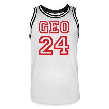 GEORGIEN Georgia - Männer Basketball-Trikot - Weiß/Schwarz - Vorne - AI Model Male 185 dark (185cm)