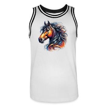Pferd - Männer Basketball-Trikot - Weiß/Schwarz - Vorne - AI Model Male 185 dark (185cm)