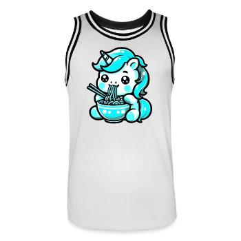Japonais Kawaii Licorne Ramen Cuisine Asiatique - Maillot de basket Homme - blanc/noir - Devant - AI Model Male 185 dark (185cm)