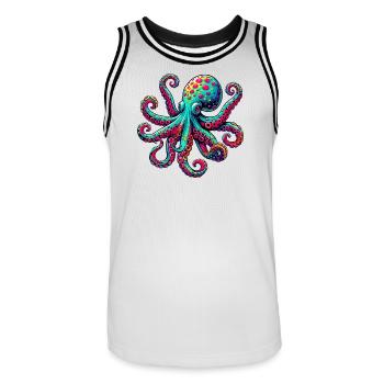 Octopus - Men's Basketball Jersey - white/black - Front - AI Model Male 185 dark (185cm)