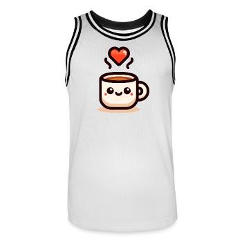 Cheery Cuppa: A Sip of Love - Men's Basketball Jersey - white/black - Front - AI Model Male 185 dark (185cm)
