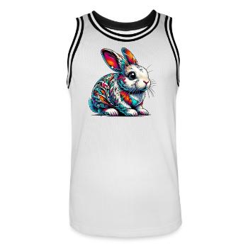 Lapin - Maillot de basket Homme - blanc/noir - Devant - AI Model Male 185 dark (185cm)