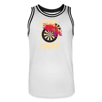 Sport der Champions - Dart - Männer Basketball-Trikot - Weiß/Schwarz - Vorne - AI Model Male 185 dark (185cm)